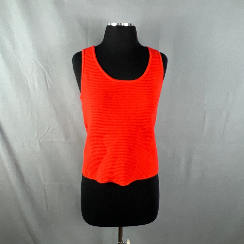 Broadway 38 Womens Orange Ribbed Knit Sleeveless Scoop Neck Tank Top Size S